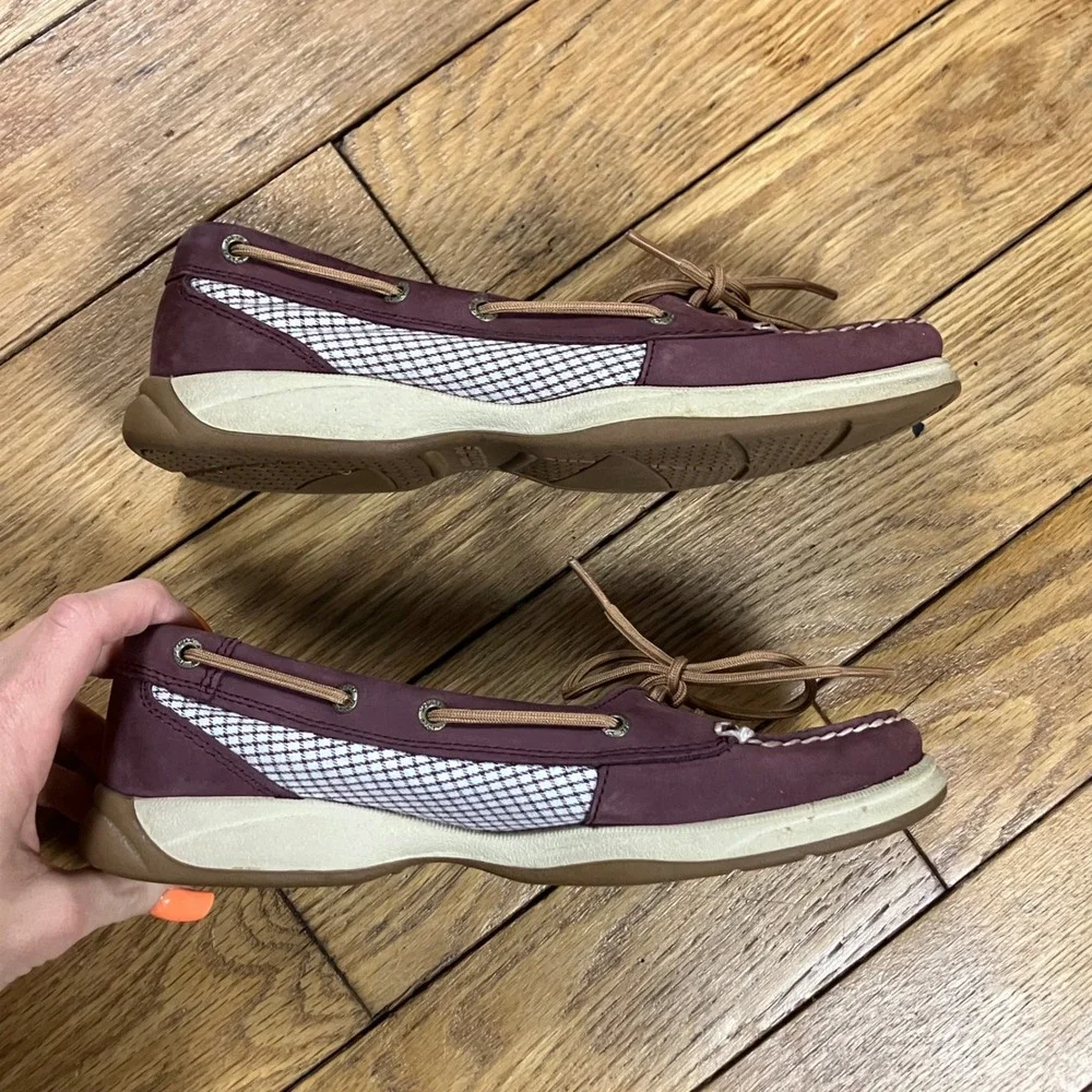 Sperry Top-Sider Womens Angelfish Boat Shoes Burgundy‎ Leather Mesh 7
